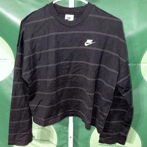 NIKE Women's horizontal striped pullover heavyweight shirt in BLACK/WHT sz S-GUC
